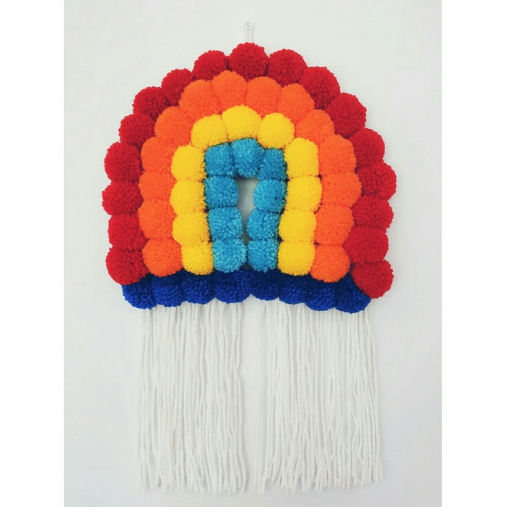 Rainbow Pompom Wall Decor